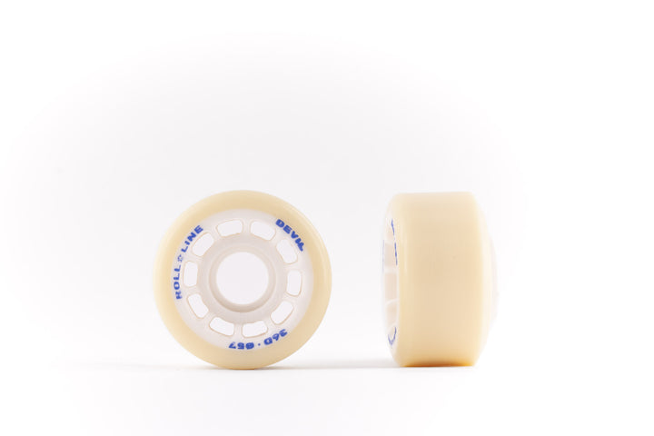 Roll-Line Devil wheels in 36d Cream.