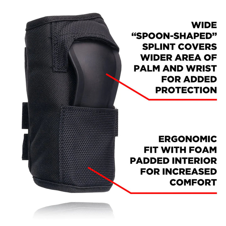 Black 187 Killer Pads Pro Wrist Guard  with text highlighting features on a white background