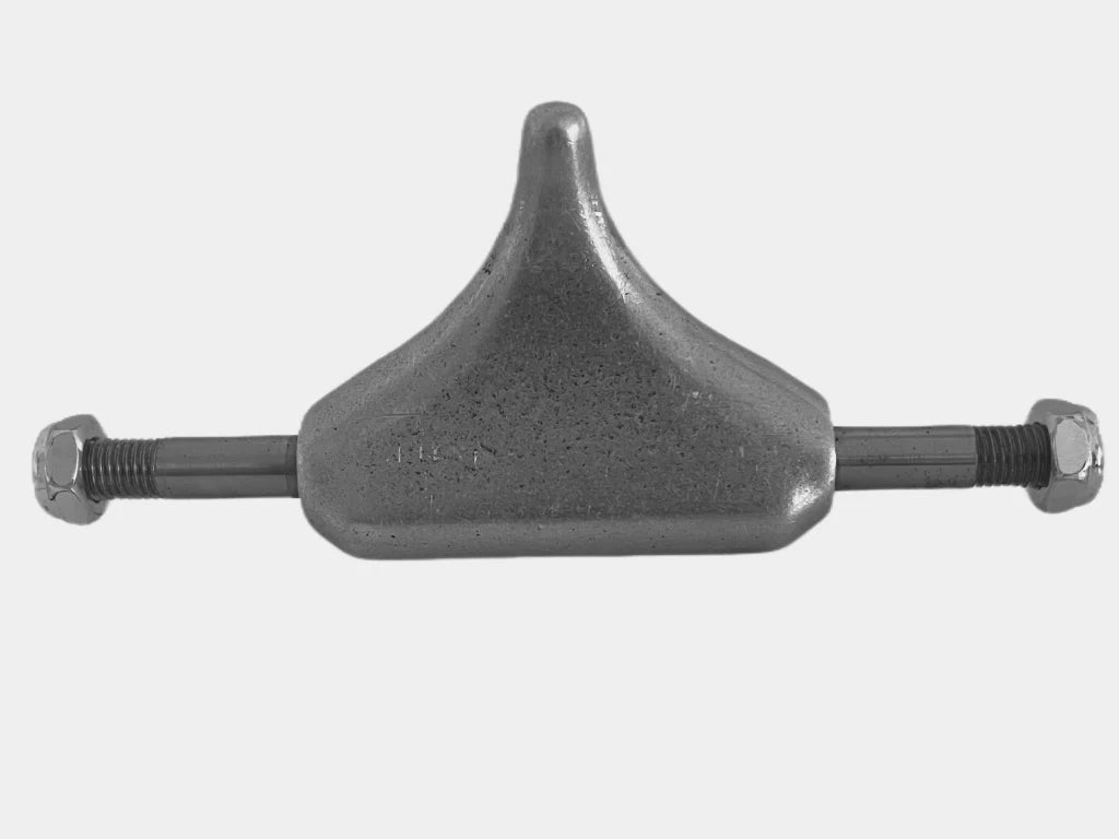 Front view of a Magic Skate Goods 2.5 Inch Low Rider wide roller skate truck showing the hand finished texture.