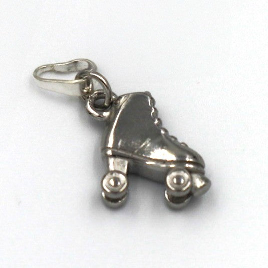 Back side of RollerFit Roller Skate Pendant Charm in silver