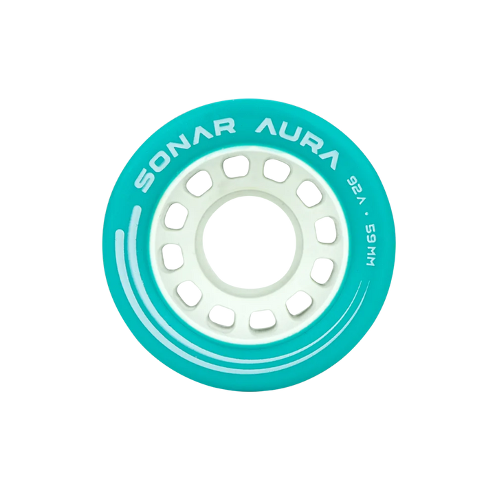 Face on view Radar Sonar Aura wheel in Blue.