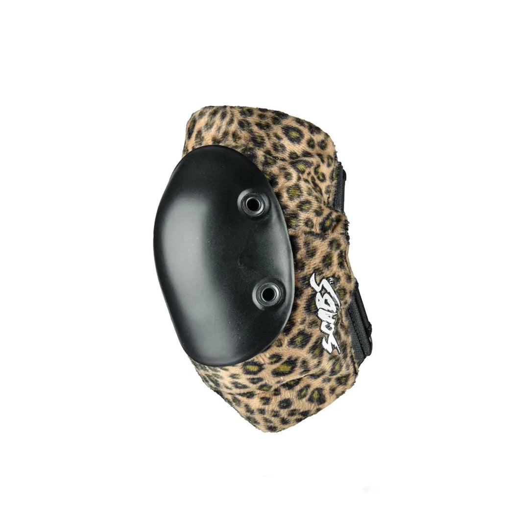 Smiths Scabs Elite brown leopard print elbow pads with a black elbow cap.
