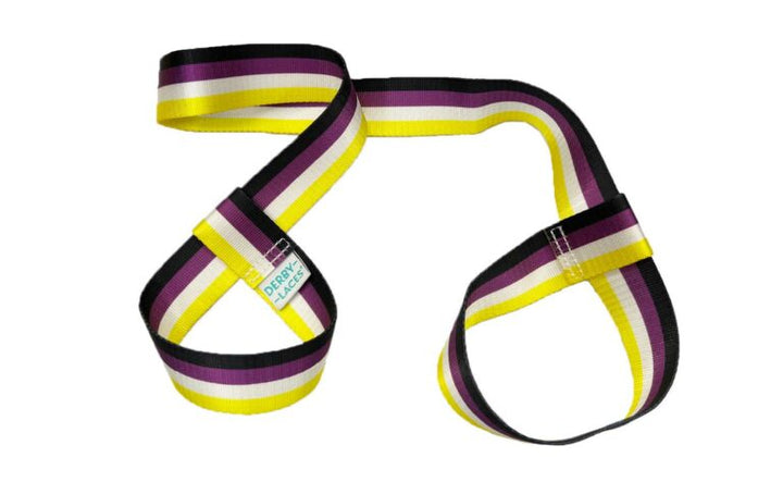 Derby Laces Skate Leashes in Non-binary Stripe.