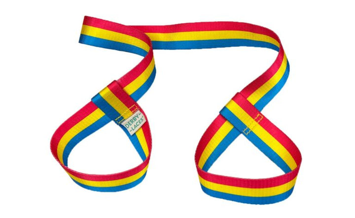 Derby Laces Skate Leashes in Pan Stripe.