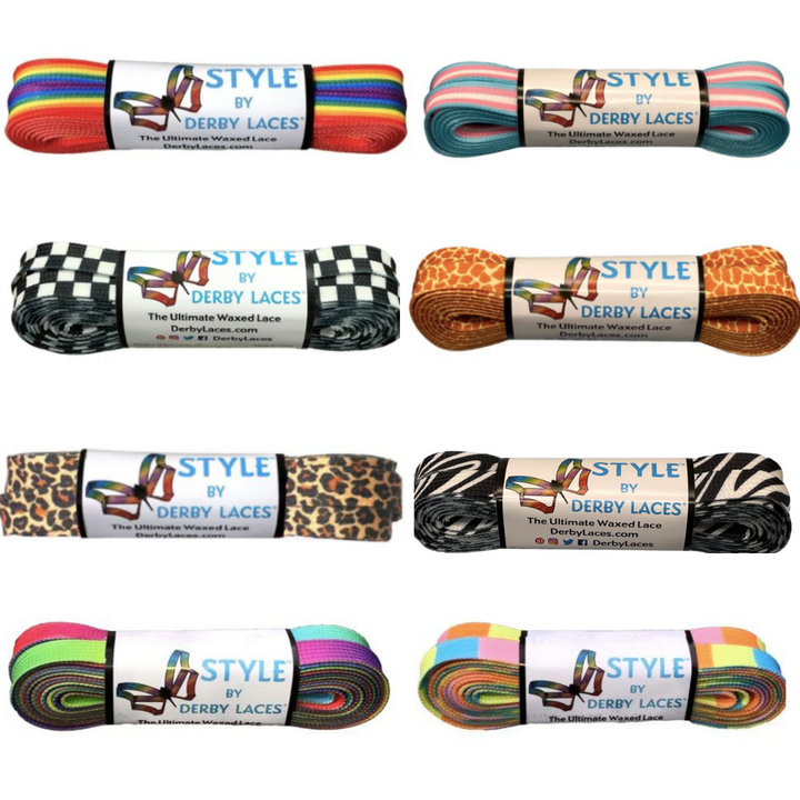 Derby Laces Style roller skate laces in 8 colours.