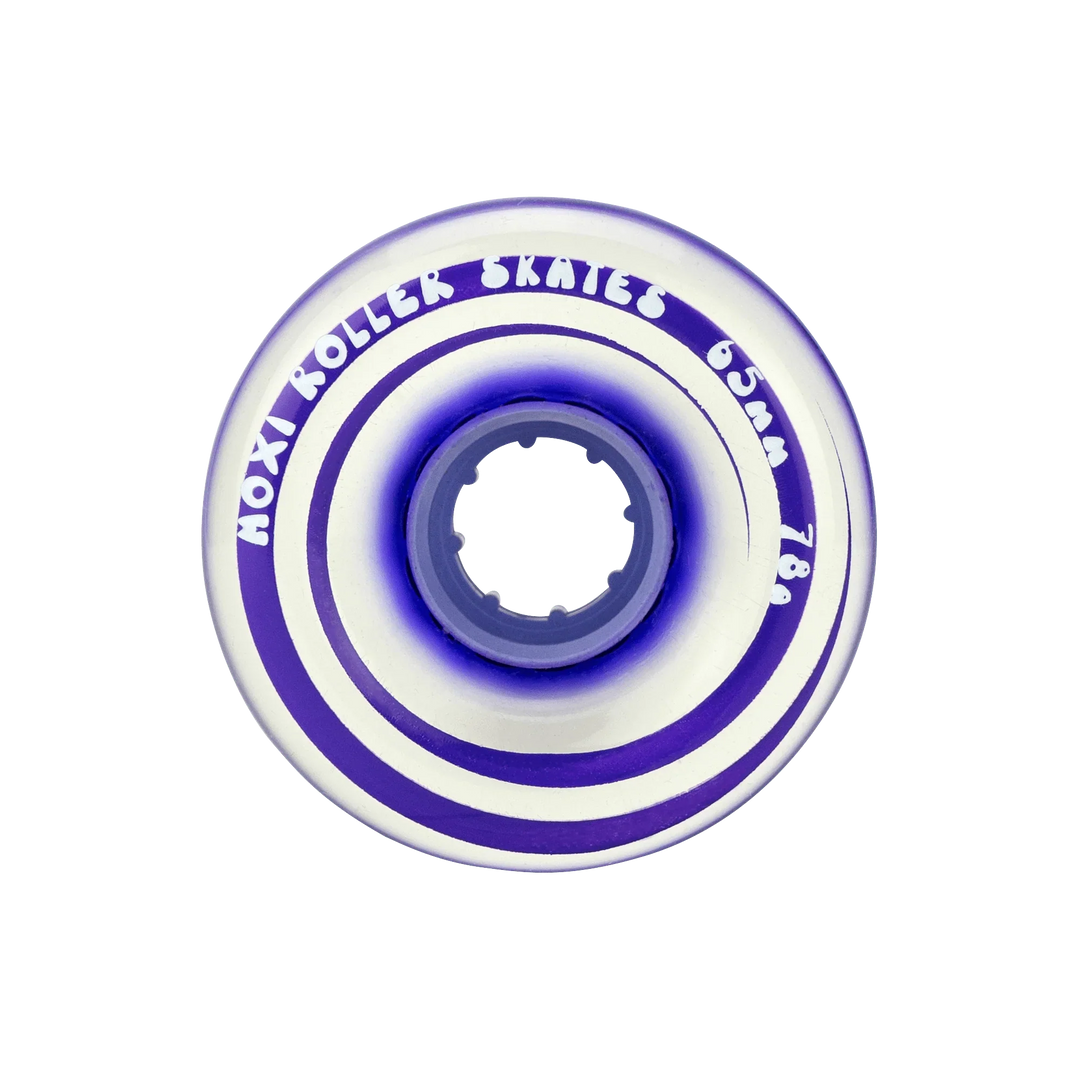 Moxi Roller Skates Gummy wheels in Purple Taffy.