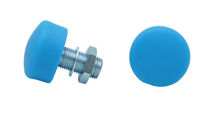 Moxi Roller Skates Rainbow Rider Toe Stops in blue.