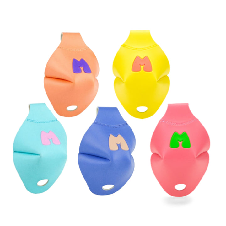 Moxi Roller Skates Toe Caps in peach, lemonade, blue sky, periwinkle and watermelon.
