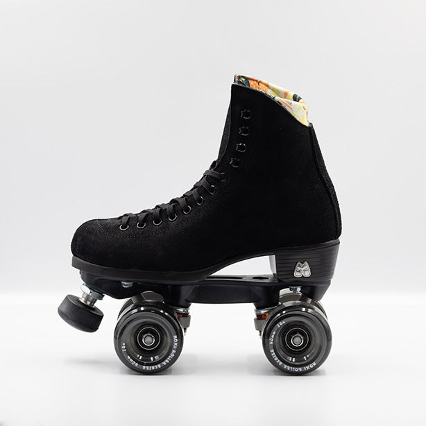 Side view Moxi Roller Skates Lolly roller skates in Black.