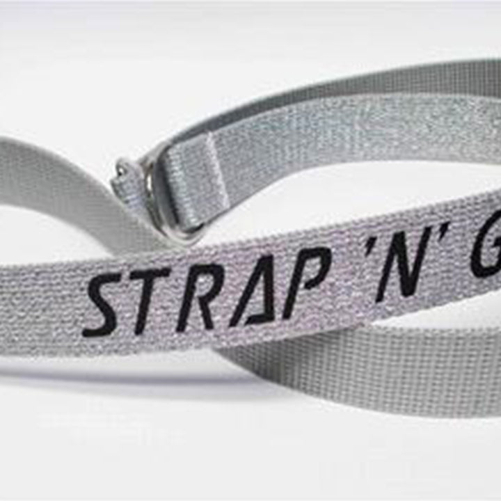 Strap N Go roller skate leash in silver glitter.