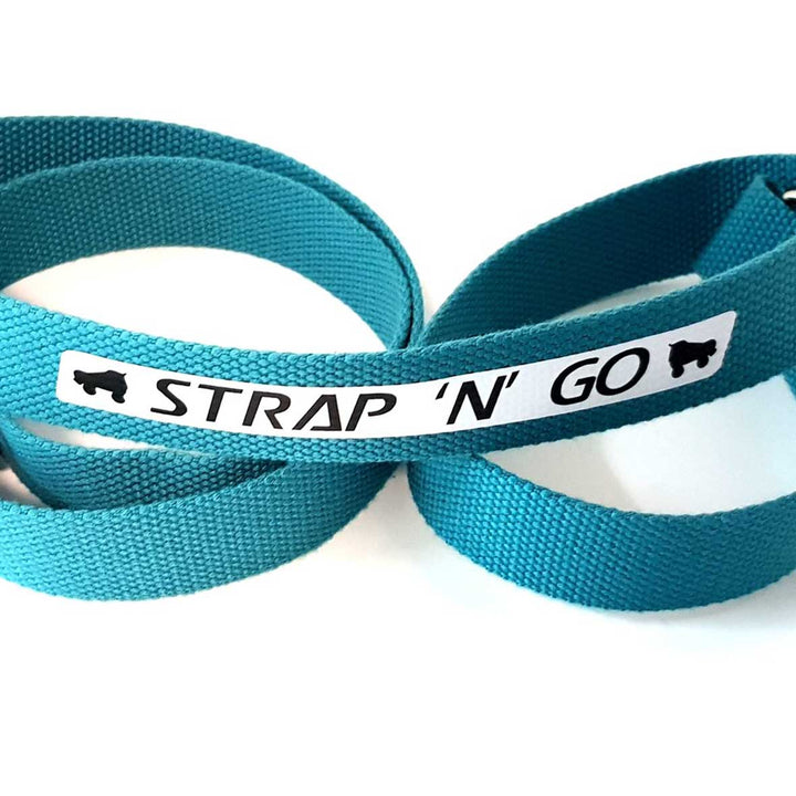 Strap N Go roller skate leash in teal.