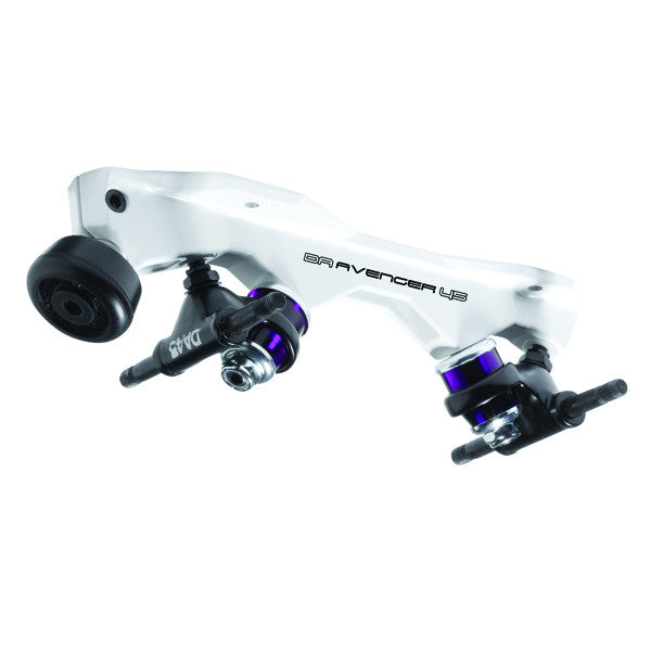 Sure-Grip Avenger Magnesium plate with white finish and black trucks.