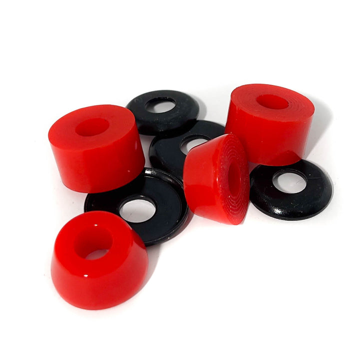 Trinity cushions in red 90a, 2 cone cushions, 2 barrel cushions and 4 cushion caps.