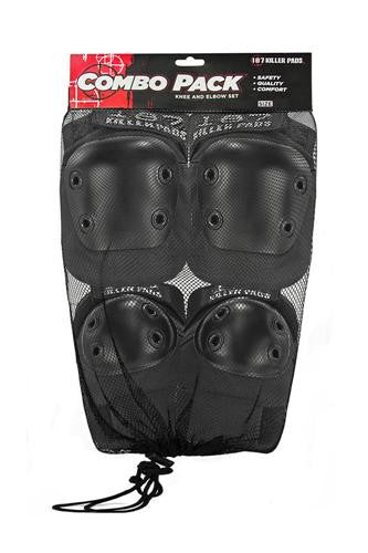 187 Killer Pads Combo Pack with black knee pads and elbow pads in mesh netting packaging