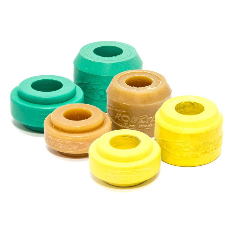 Roll-Line rubber cushion in 3 hardnesses/colours.