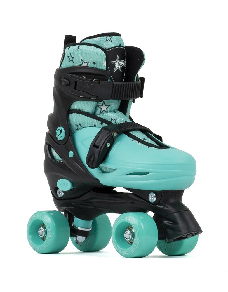 SFR Nebula Green kids adjustable roller skates.