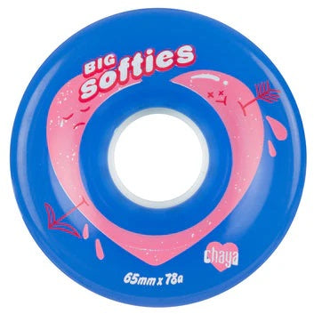 Chaya Big Softie wheel in Blue with pink heart graphic