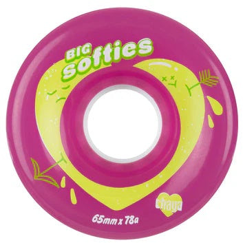 Chaya Big Softie wheel in Pink with yellow heart graphic