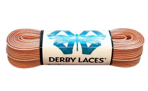 Derby Laces Waxed roller skate laces in Orange and White Stripe.