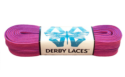 Derby Laces Waxed roller skate laces in Purple and Pink Stripe.