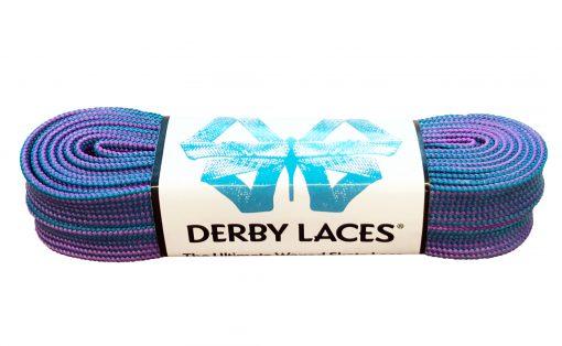 Derby Laces Waxed roller skate laces in Purple and White Stripe.