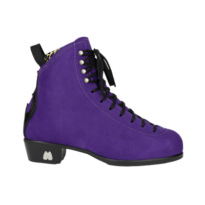 Moxi Roller Skates Jack 2 boots in Taffy purple featuring leopard print lining and black heel, laces and backstay.