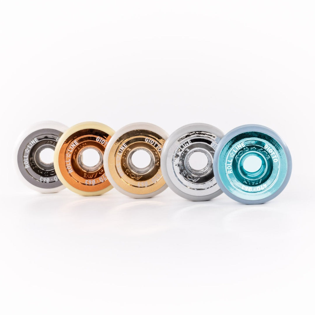 Roll-Line Giotto 63mm wheels in 5 hardnesses/colours.