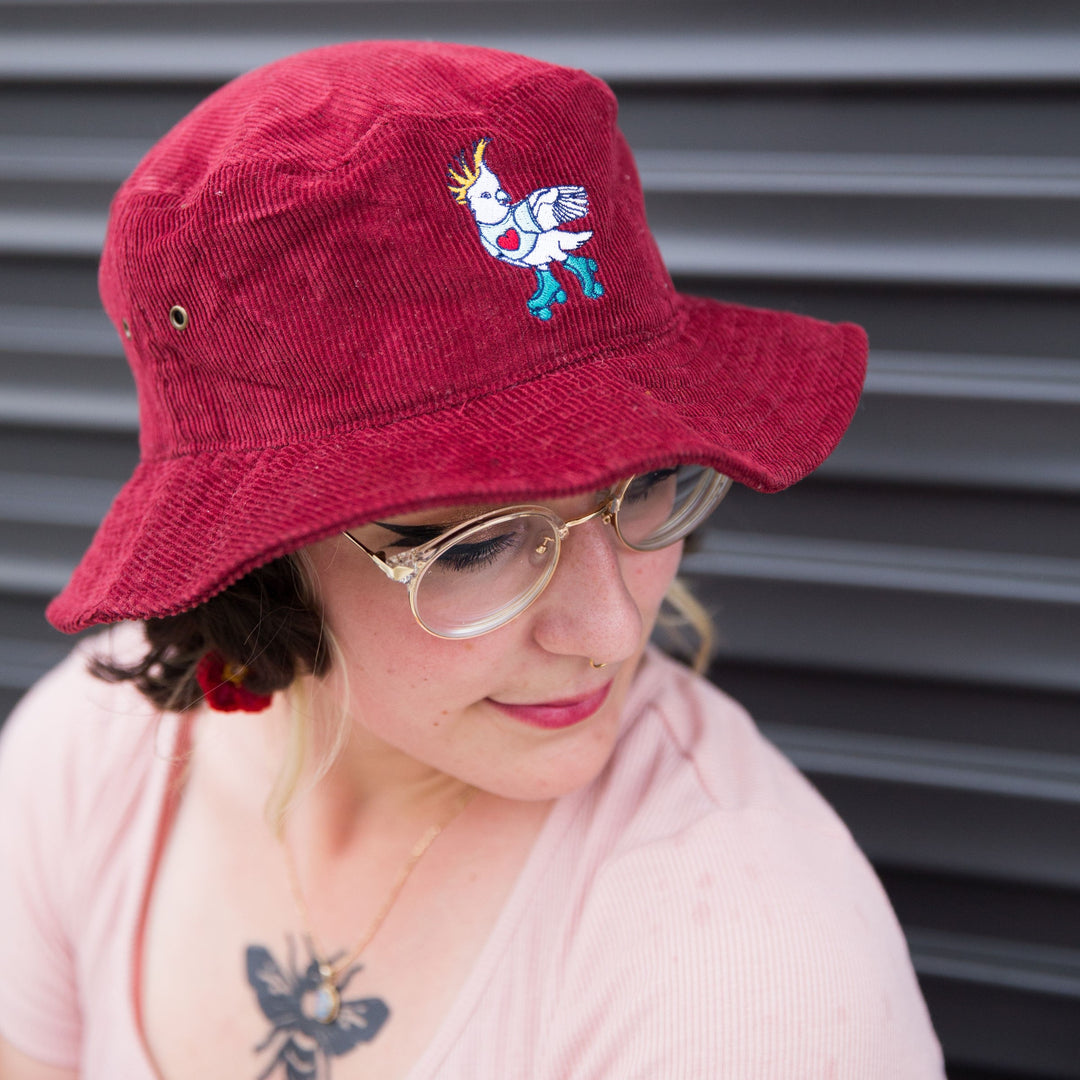 RollerFit - Bucket Hat - Burgundy Cockatoo