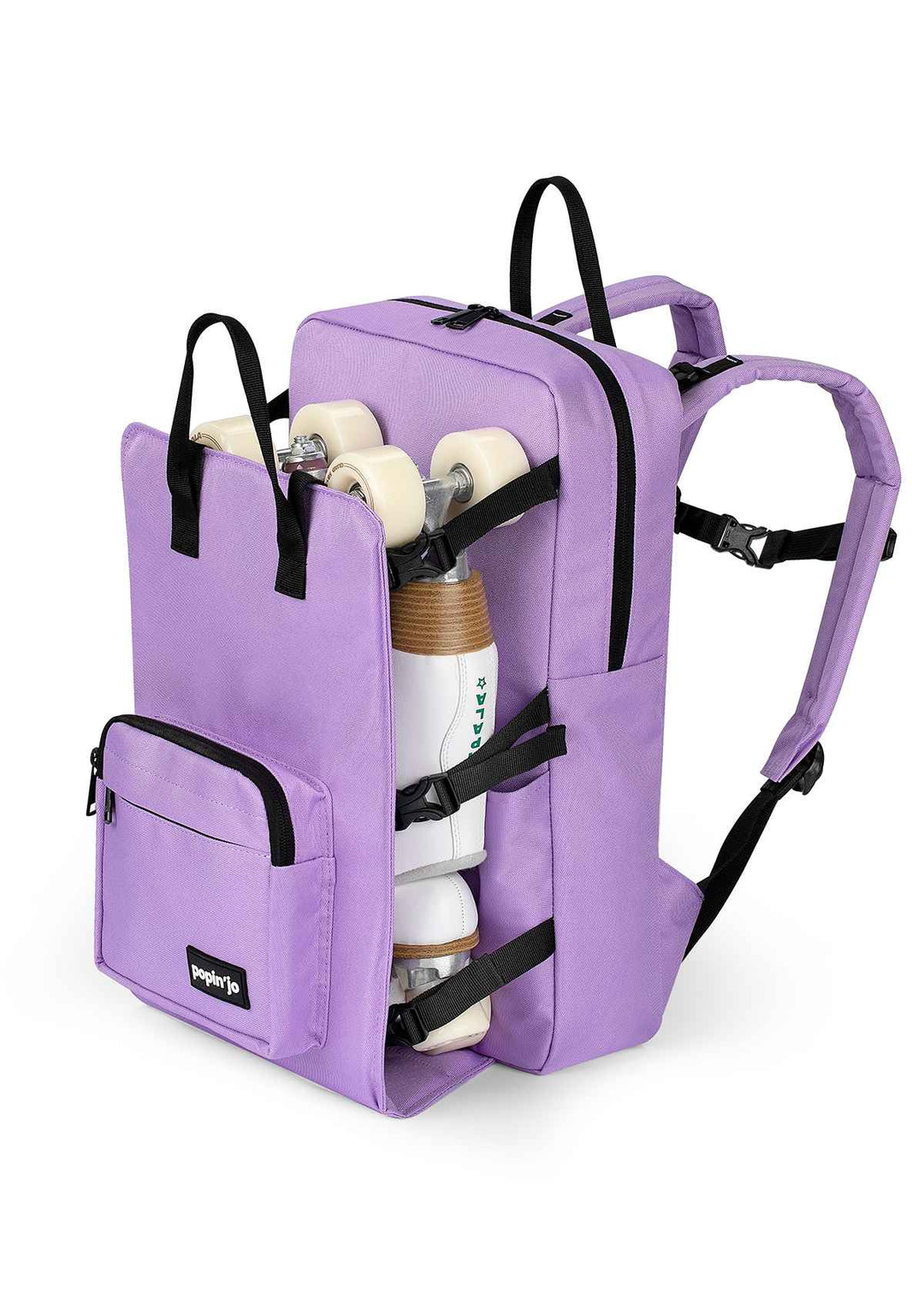 Popin'jo Big'jo Skate Bag backpack in lilac with white roller skates