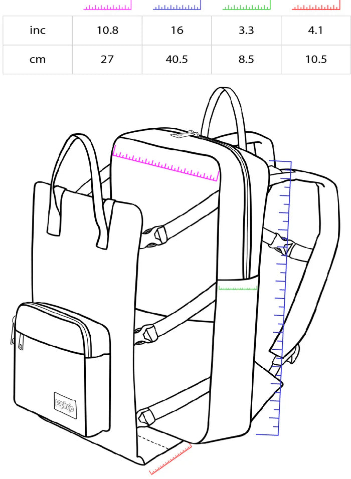 Popin'jo Big'jo Skate Bag measurements diagram