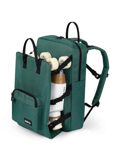 Popin'jo Big'jo Skate Bag backpack in oil green with white roller skates