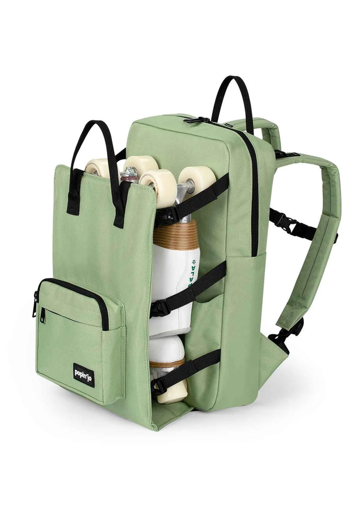 Popin'jo Big'jo Skate Bag backpack in sea green with white roller skates