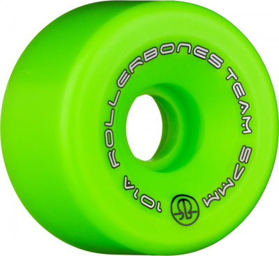 Rollerbones Team Logo roller skate wheels in fluoro green