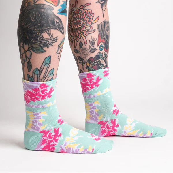Sock it to Me Turn Cuff crew socks - Feeling Groovy pastel tie dye