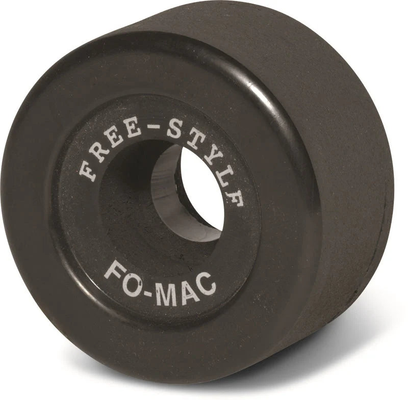 Sure-Grip Fo-Mac Freestyle wheel, an all black roller skate wheel.