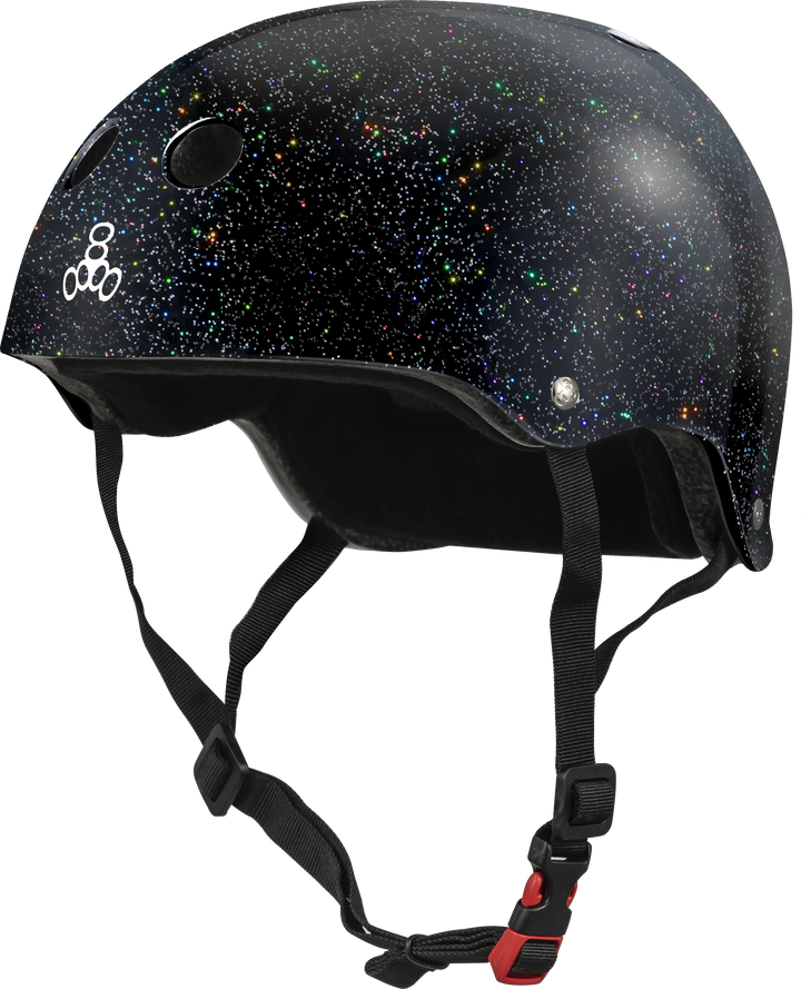 A black glitter helmet by Triple 8.