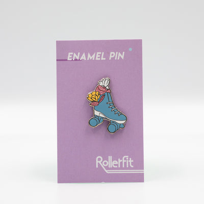 The popular RollerFit enamel pin featuring a galah in roller skates.