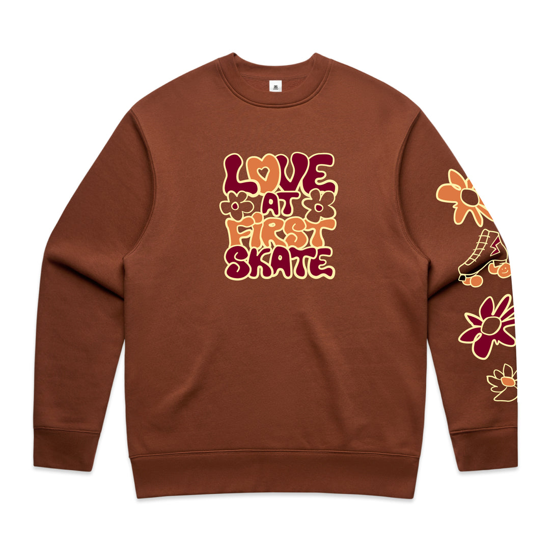 RollerFit Love at First Skate crew neck jumper in rust colourway.