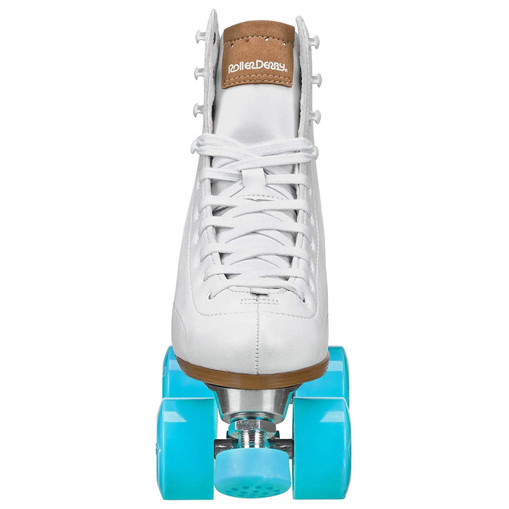 White RDS Cruze XR9 roller skate with turquoise wheels on a white background