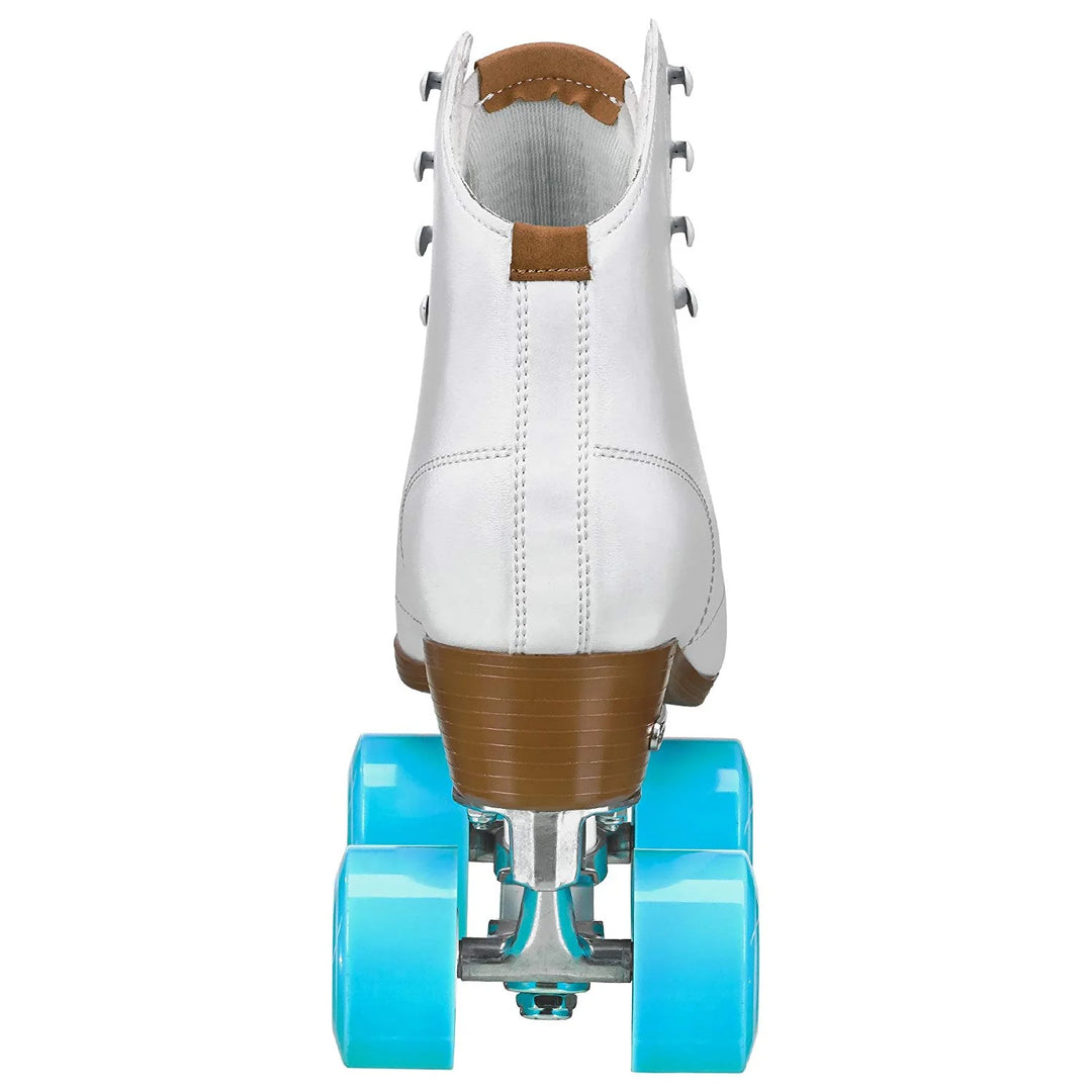 White RDS Cruze XR9 roller skate with turquoise wheels on a white background