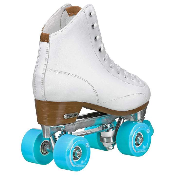 White RDS Cruze XR9 roller skate with turquoise wheels on a white background