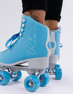 Blue Rio Roller Signature roller skate with grey accents on a white background