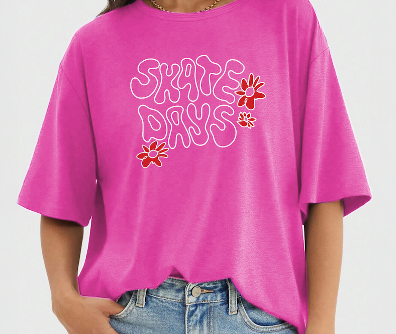 RollerFit - Skate Days Oversized T-Shirt - Pink