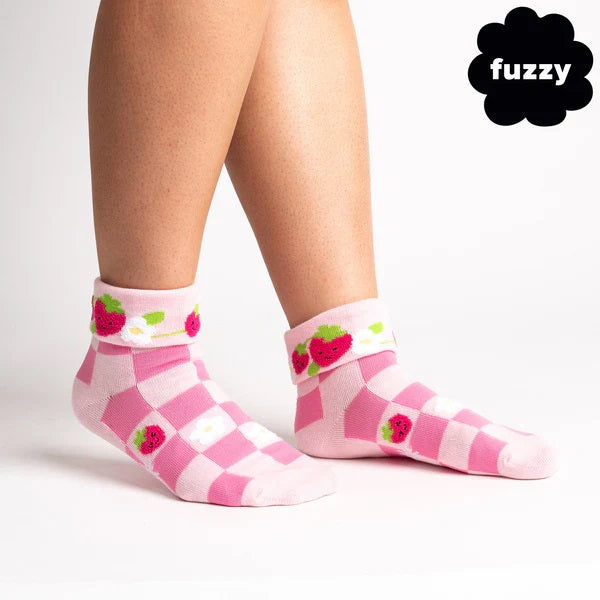 Sock It To Me - Turn Cuff Crew Socks - Berry Cute