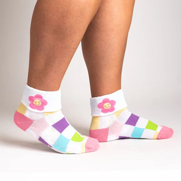 Sock It To Me - Womens Turn Cuff Crew Socks - Check You Out