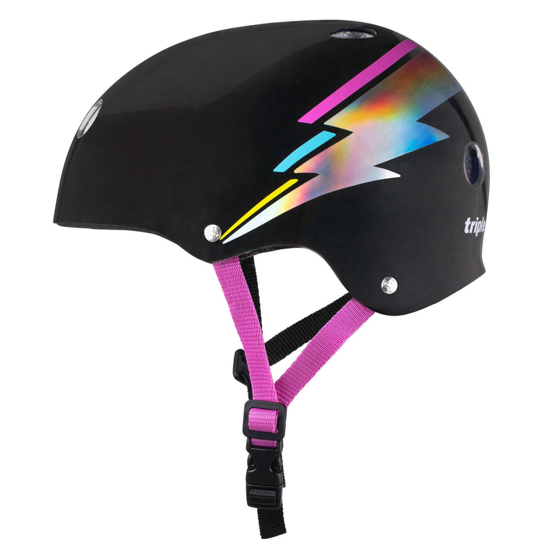 Triple 8 helmet with black hologram design.