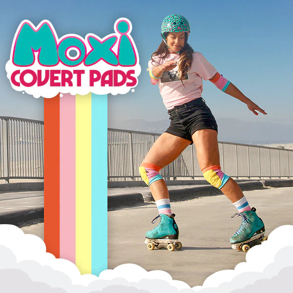 Michelle Steilen wears the Triple 8 x Moxi covert pads whilst roller skating.