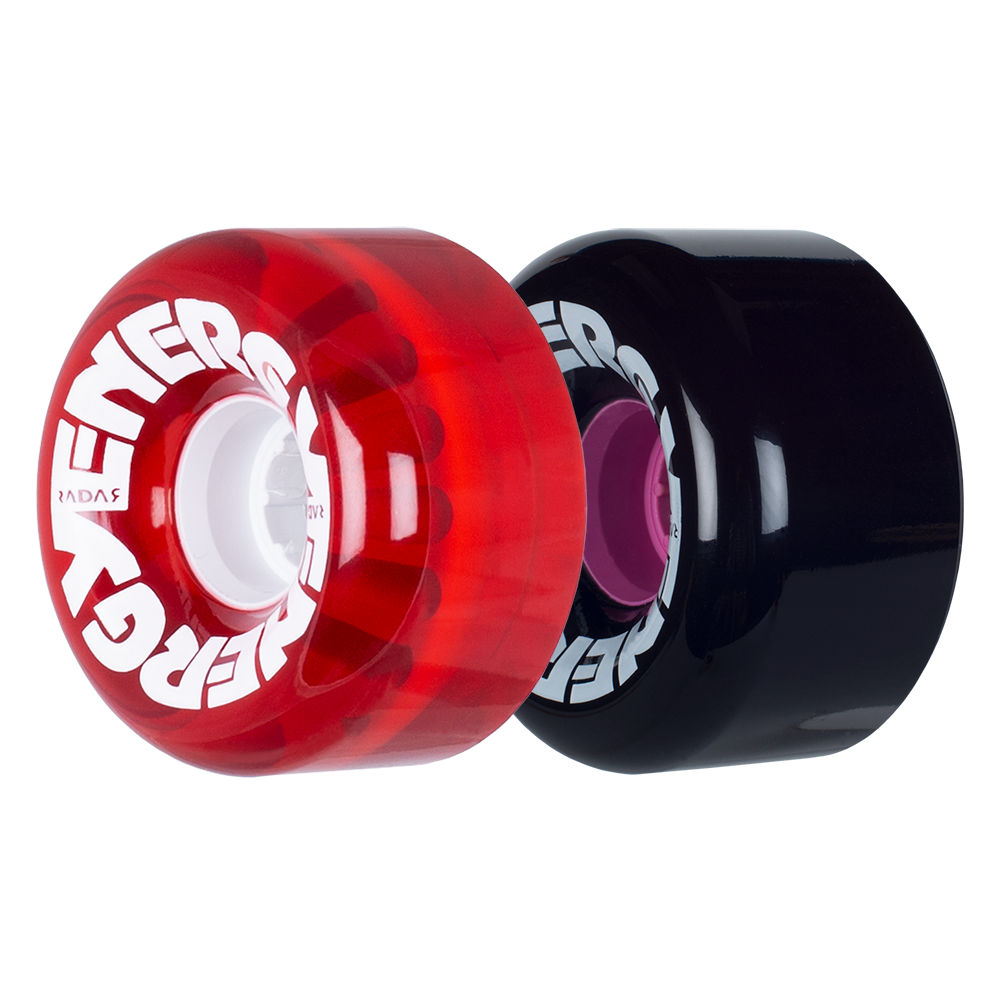 Radar Energy 65mm wheel in clear red and black.