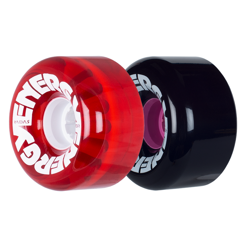 Radar Energy 65mm wheel in clear red and black.