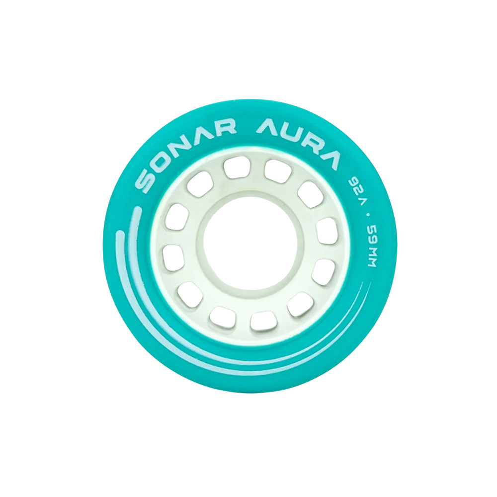 Face on view Radar Sonar Aura wheel in Blue.